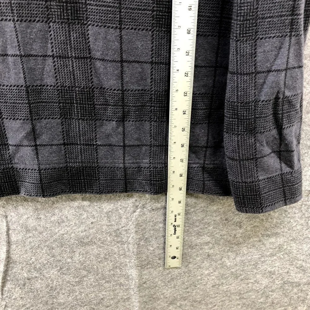 Tasso Elba‎ Shawl Collar Sweatshirt Mens XL Gray Plaid Pullover Cotton Blend